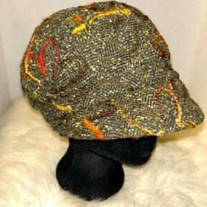 ALESSANDRA BACCI Cabbie Cap Women’s Newsboy Hat Embroidered Floral Made In Italy